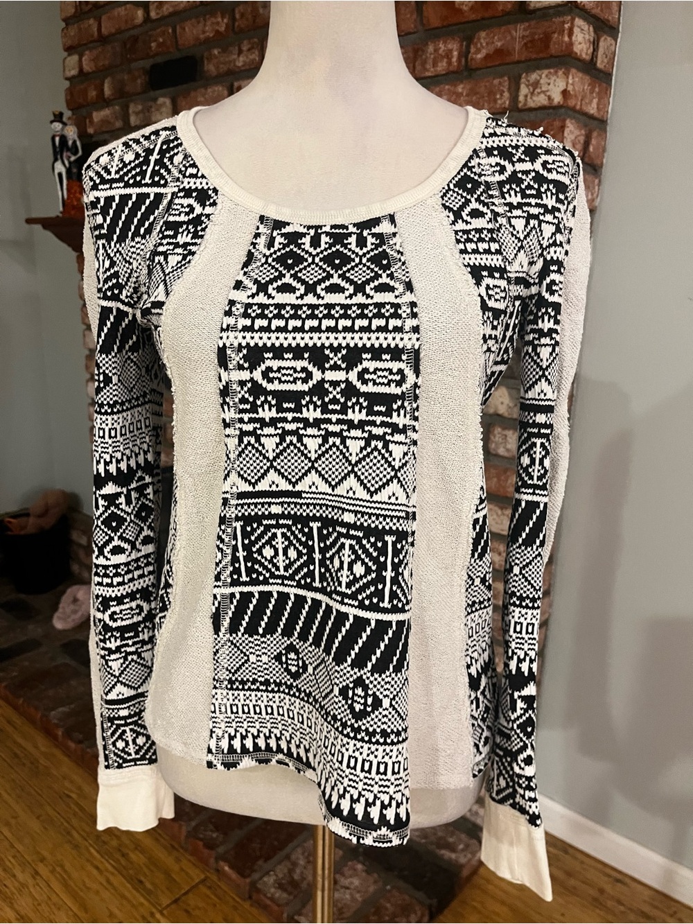 Anthropologie Lilka $98 Geo Jacquard Swing Sweater - Picture 2 of 9